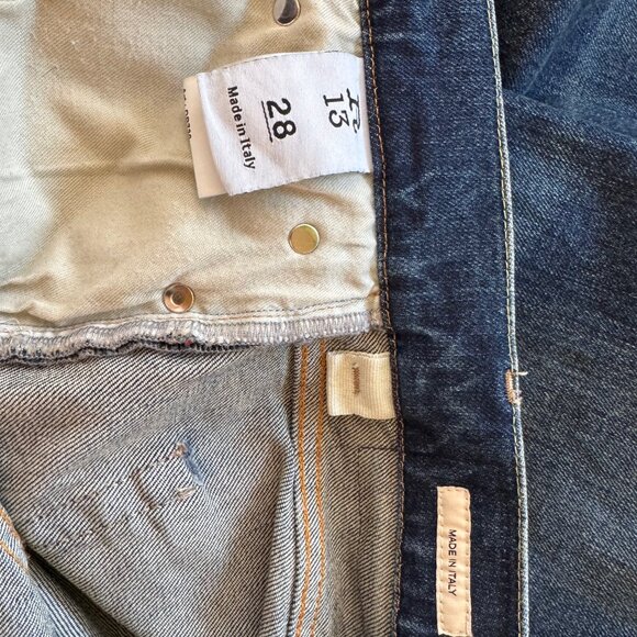 LIKE NEW - R13 Stretch Cotton Denim Cuffed Selvedge Romeo Jeans in Adelaide Blue - Picture 9 of 10